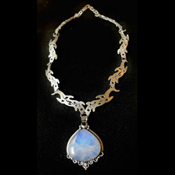 Diving Otter Necklace with Ceylon Moonstone Pendant