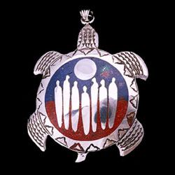 Seven Sisters Inlay Turtle Pendant