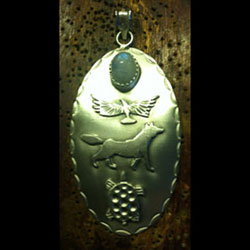 Wolf Eagle Moonstone Pendant